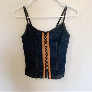 Sexy Denim Corset Lace Top